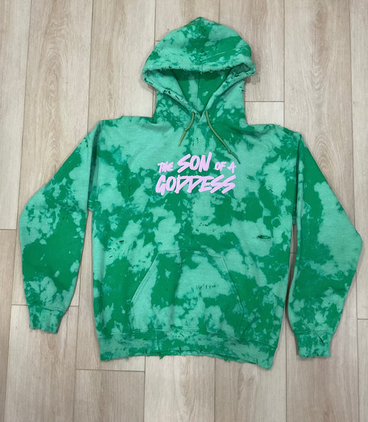 The SON of a GODDESS Hoodie - Green/Pink Puff