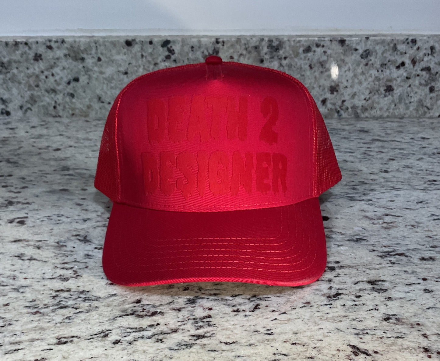 DEATH 2 DESIGNER Trucker Hat - “RED STEALTH”