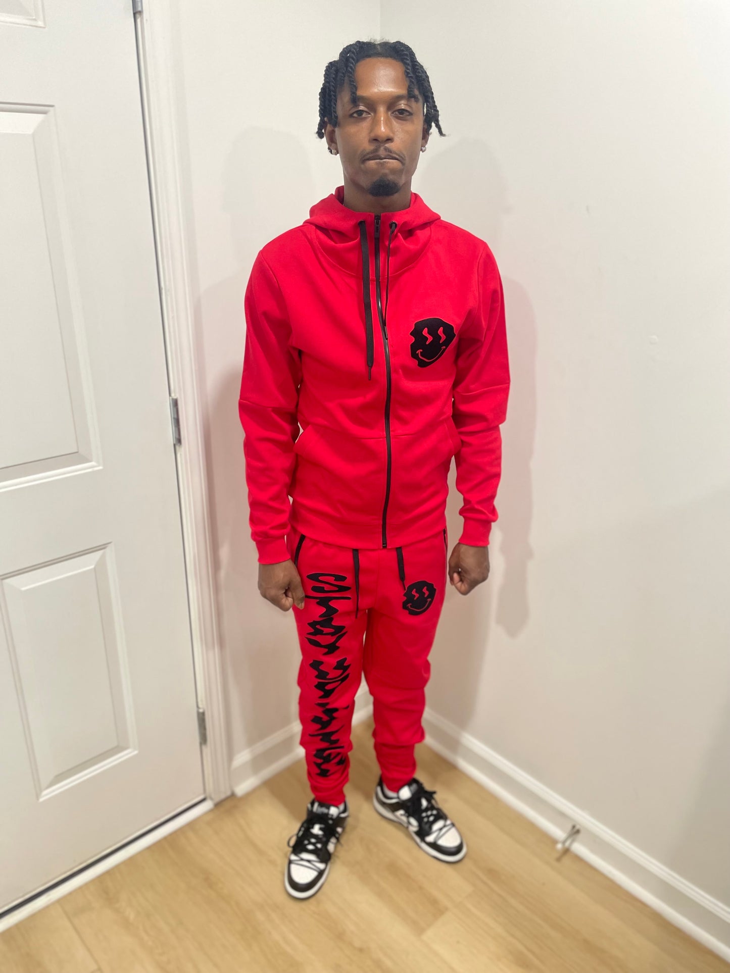 STAY UPLIFTED - “RESILIENT SMILE” Tech Fleece Set - RED