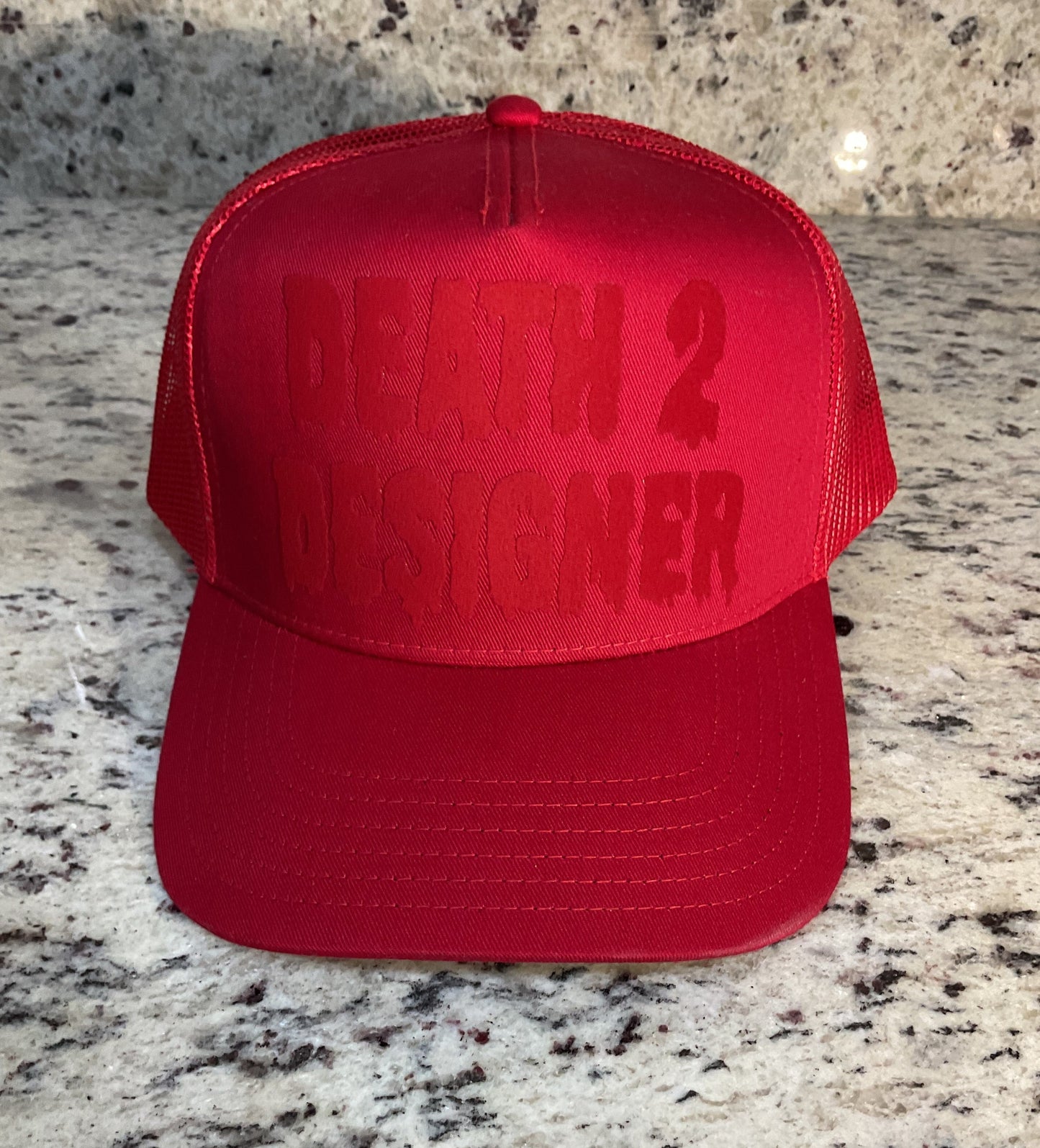 DEATH 2 DESIGNER Trucker Hat - “RED STEALTH”