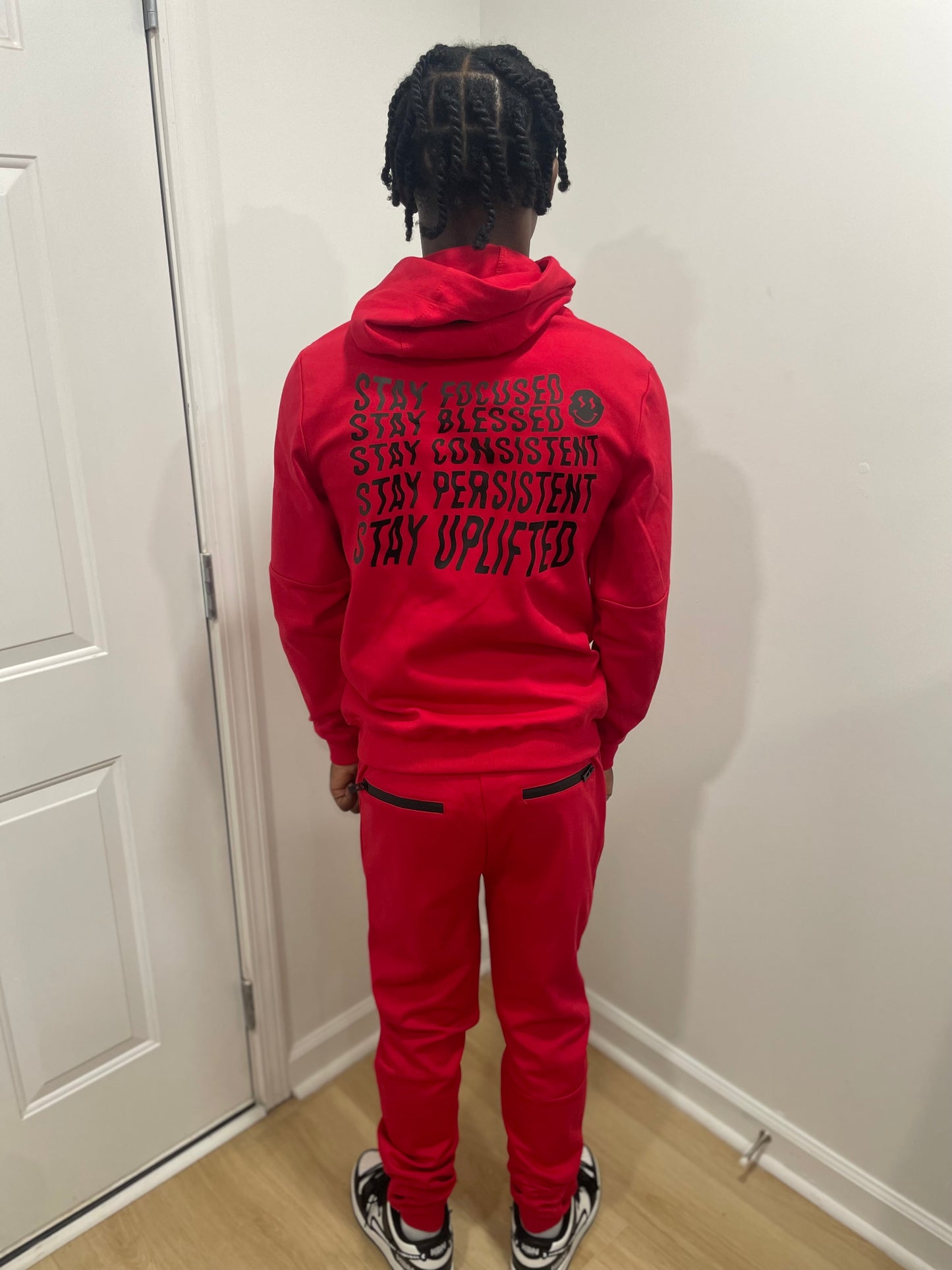 STAY UPLIFTED - “RESILIENT SMILE” Tech Fleece Set - RED