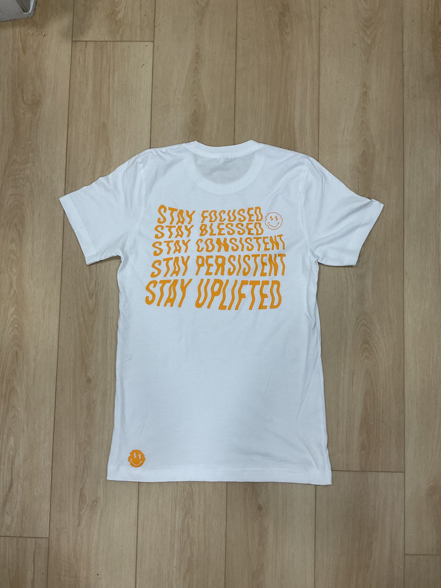 STAY UPLIFTED - "RESILIENT SMILE” Tee - WHITE/GOLDEN YELLOW