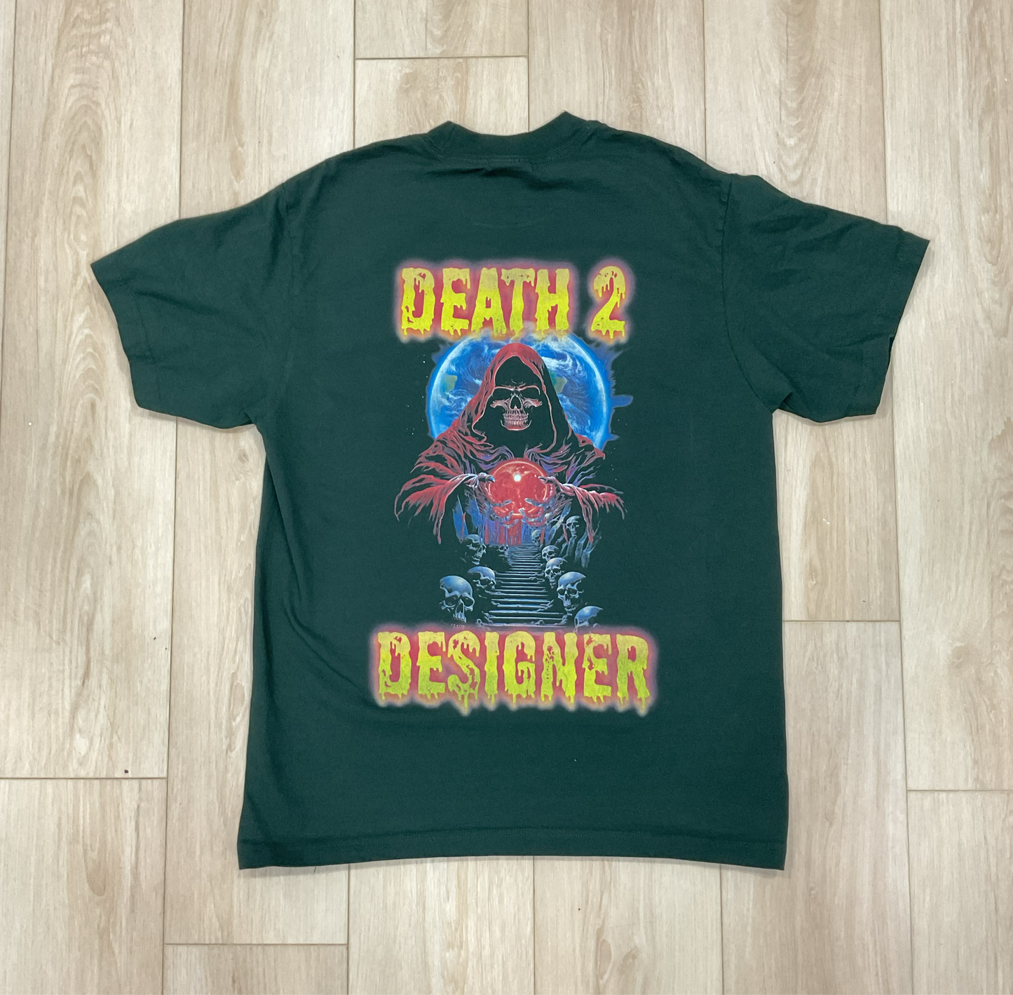 DEATH 2 DESIGNER - “The Future is in Your Hands" Tee - MOSS GREEN