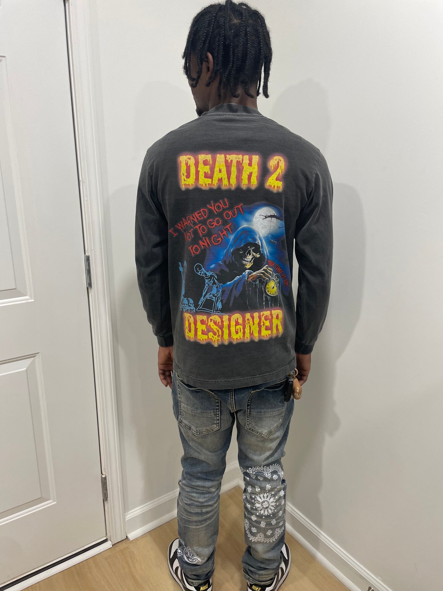 DEATH 2 DESIGNER - “Time is Invaluable" LS Tee - SHADOW